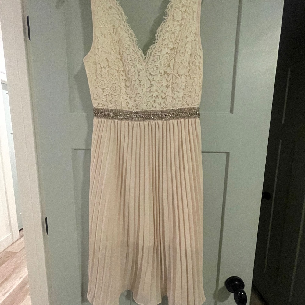 Cute lace dress with pleated skirt